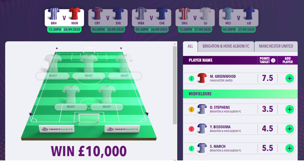 Win £10,000 for free with Fantasy5 by picking the best players for