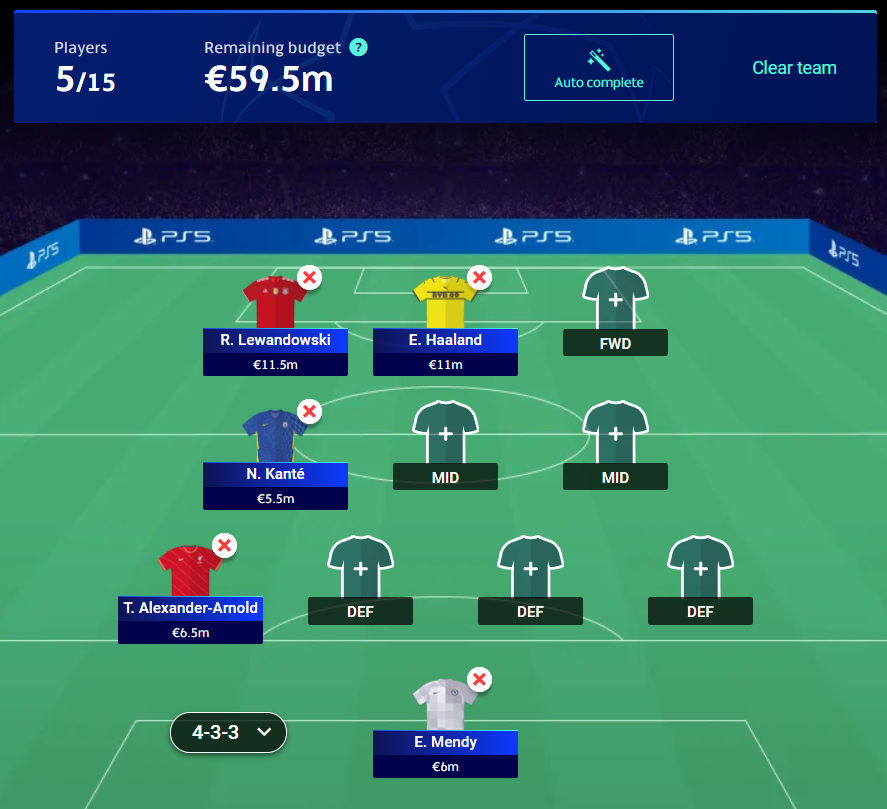 Uefa champions league sales fantasy football