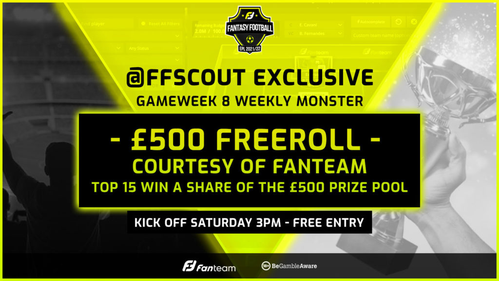Exclusive free FanTeam event for Fantasy Football Scout users in Gameweek 8