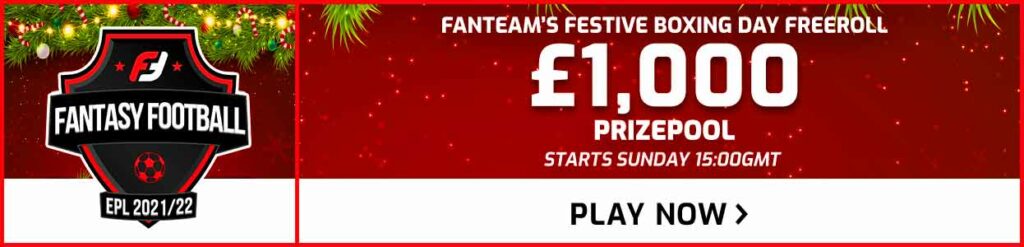 £1,000 on offer in FanTeam’s free-to-play Boxing Day Fantasy event