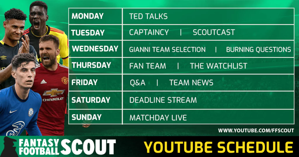 Fantasy Football Scout YouTube Schedule 3
