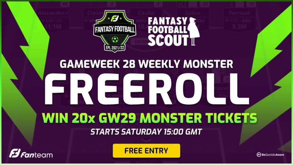 Exclusive free FanTeam event for Fantasy Football Scout users in Gameweek 28