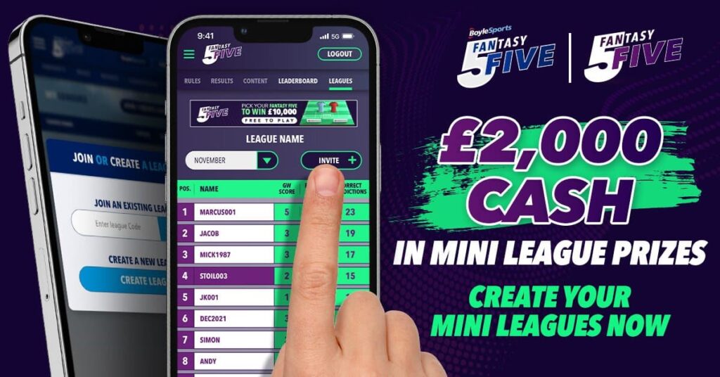 Win £10,000 for free with Fantasy5 by selecting the best players for Gameweek 1 3