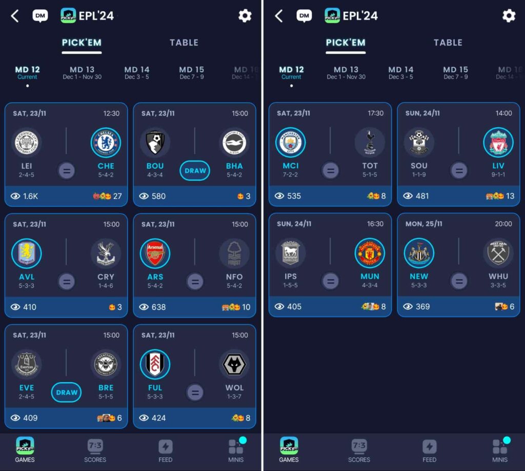 Sleeper Pick'em predictions for Matchday 12