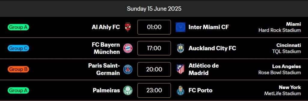 When is the Matchday 1 deadline for Club World Cup Fantasy?