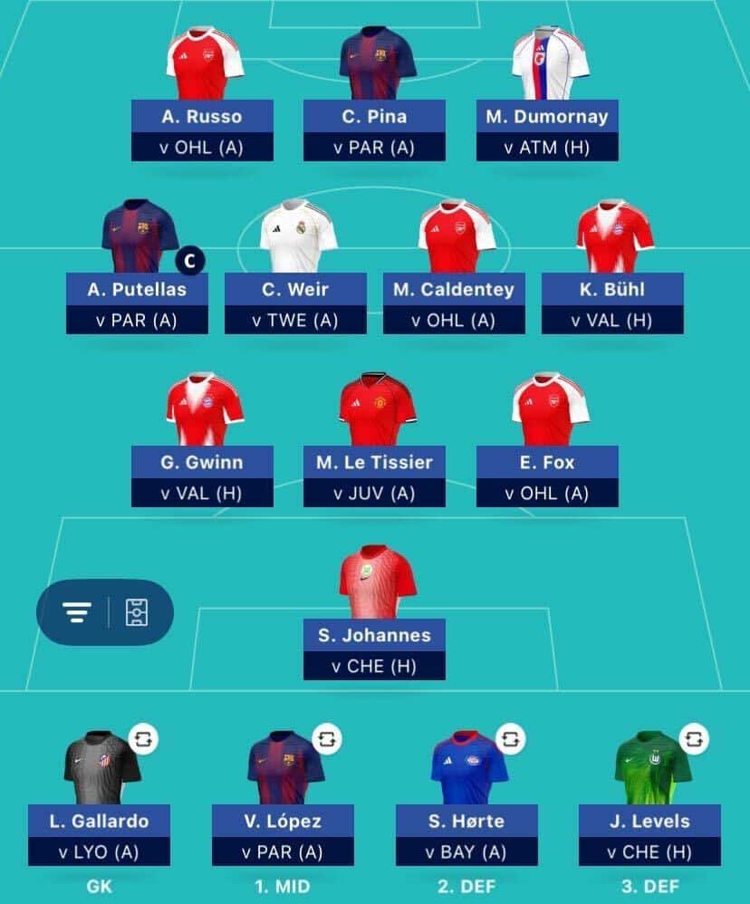 Matchday 6 team reveal