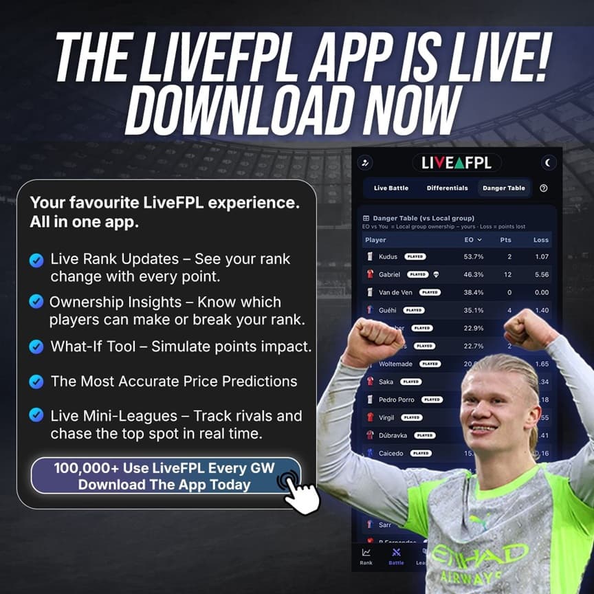 The LiveFPL app has officially launched + is free to download