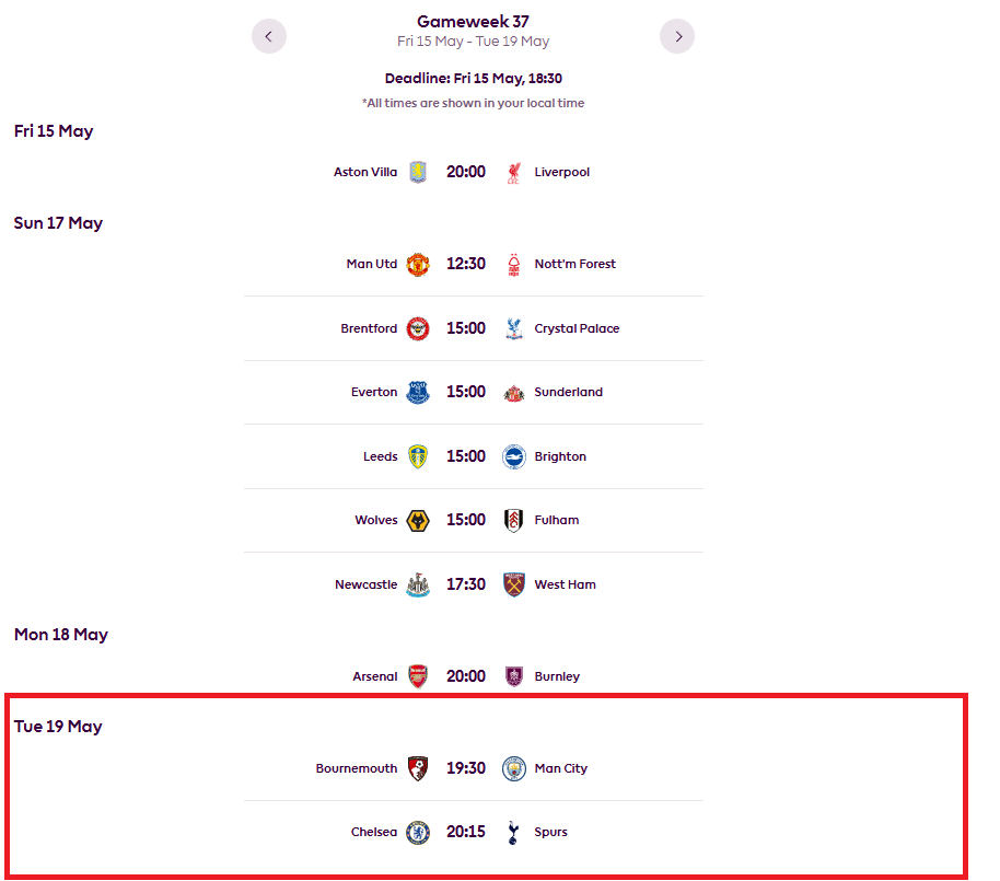 news Gameweek 37