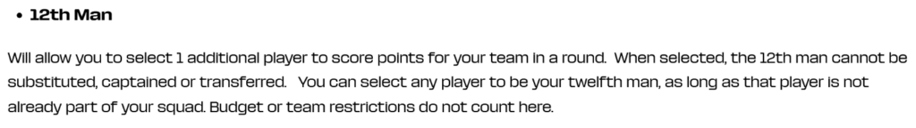 12th Man Fantasy World Cup