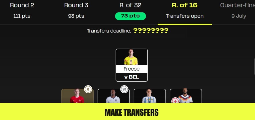 Fantasy FIFA World Cup 2026: When is the Round of 16 deadline?