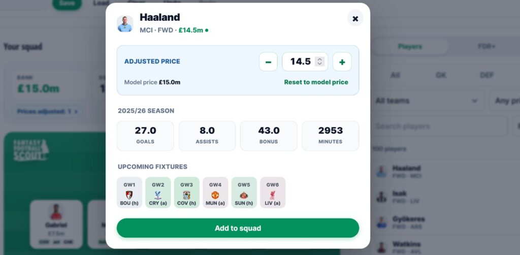 Plan for 2026/27 with our new FPL Draft tool, using predicted prices 1