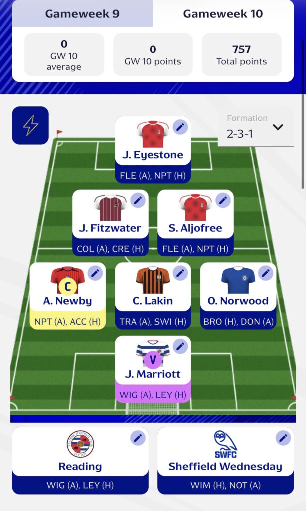 Fantasy EFL 10 Gameweek