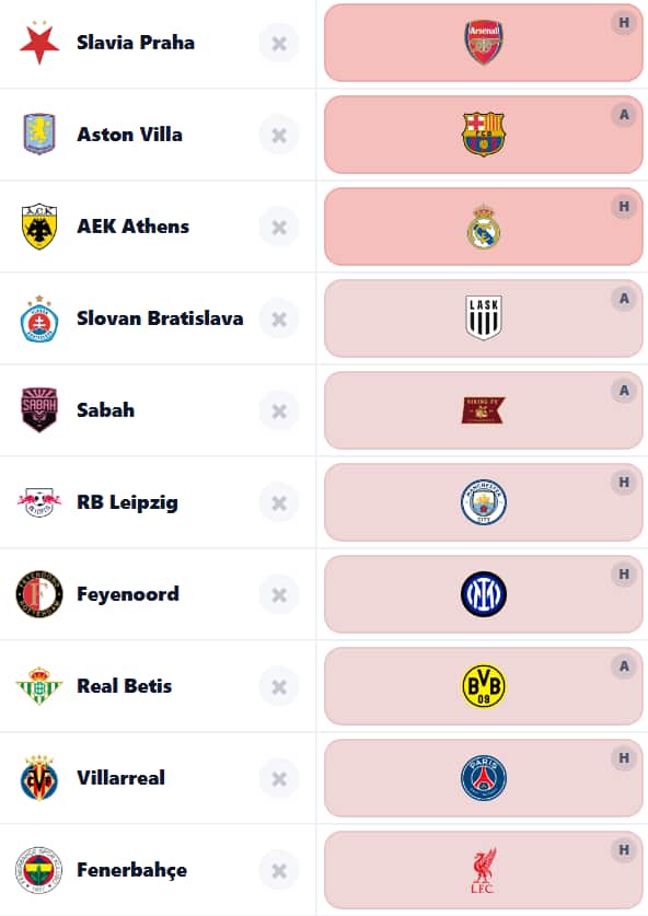 Matchday 4 fixtures