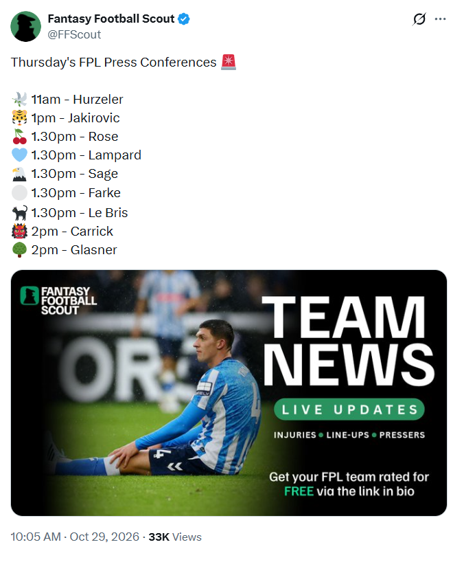 9 team news Gameweek